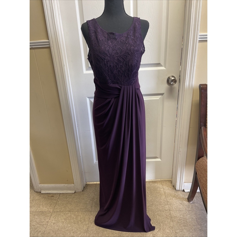 R&M Richards Dress Womens SZ 6 Deep Purple Long Sleeveless Classy Timeless Fit